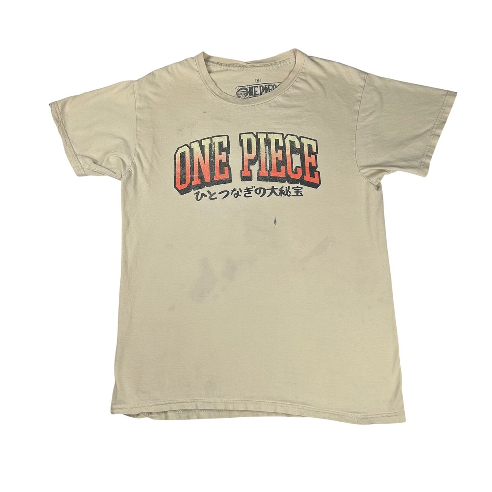 One Piece Ripple Junction Luffy Graphic T-Shirt Tan Mens Medium Anime Manga